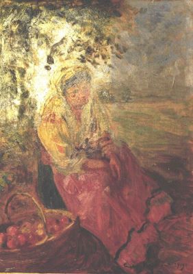 pictură de șevalet - Vermont, Nicolae; Vânzătoarea de cireșe