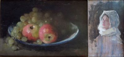 pictură de șevalet - Grigorescu, Nicolae; Fructe; Țărancă cu maramă (verso)