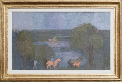 Pictură de șevalet - Ciucurencu, Alexandru; Peisaj cu cai