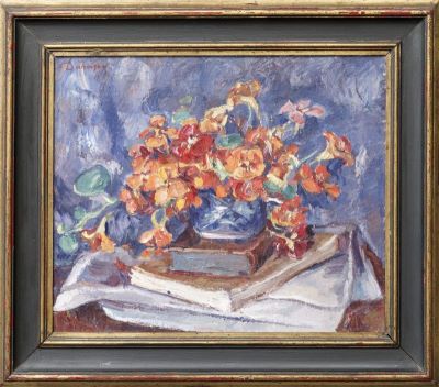 Pictură de șevalet - Dărăscu, Nicolae; Natură statică cu cărți și flori
