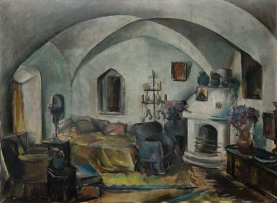 Pictură de șevalet - Popea, Elena; Interior la Castelul Bran