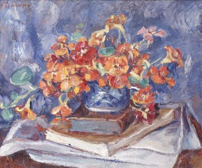 Pictură de șevalet - Dărăscu, Nicolae; Natură statică cu cărți și flori