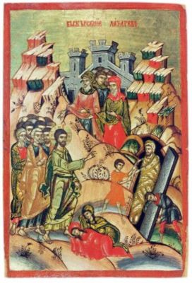 icoană - Duzăgat zugrav (?); Învierea lui Lazăr