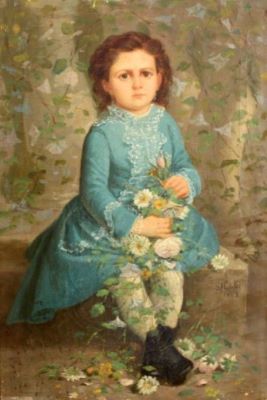 pictură - Henția, Sava; Fetiță în albastru