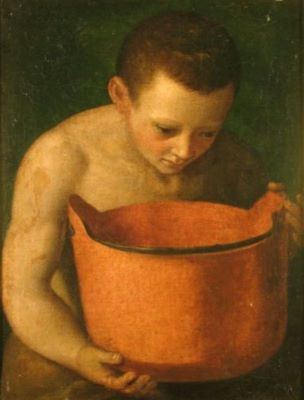 pictură - Carraci, Annibale (atelier) (în registrul inventar: Graf Pietro Rotari); Băiat cu vas de aramă
