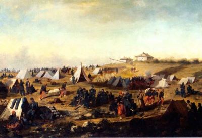 pictură - Aman, Theodor; Vânători și zuavi în fața Sevastopolului