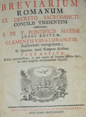 carte veche; Breviarium Romanum ex decreto Sacrosanti Concilii Tridentini