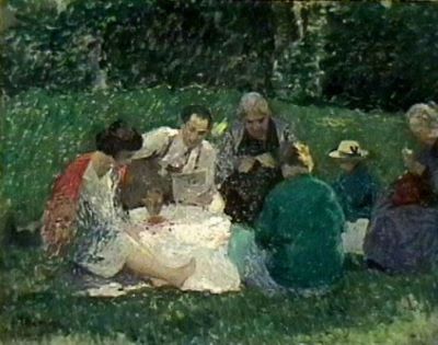pictură de șevalet - Strâmbu(lescu), Ipolit; Dejun pe iarbă