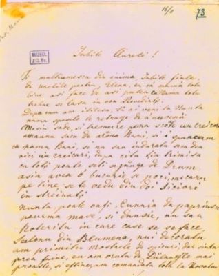 scrisoare - Mureșianu, Sevastia; Mureșianu Sevastia către fiul său, Mureșianu Aurel