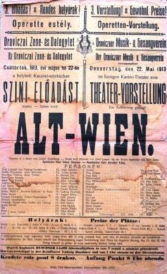 program - Tipografia Felix Weiss; Reuniunea de Muzică și Cântări organizează spectacolul de operetă „Alt-Wien”