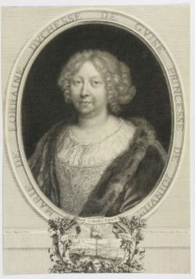 gravură - Masson, Antoine; (SC.); Mignard I, Pierre; (PX.); Marie de Lorraine, Duchesse de Guise, Princesse de Joinville (Marie de Lorraine, Ducesă de Guise, Prințesă de Joinville)