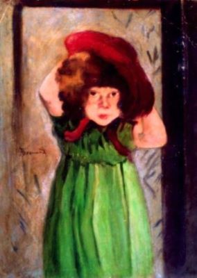 pictură - Besnard, Albert; Fetiță cu pălărie (Germaine, fiica artistului)