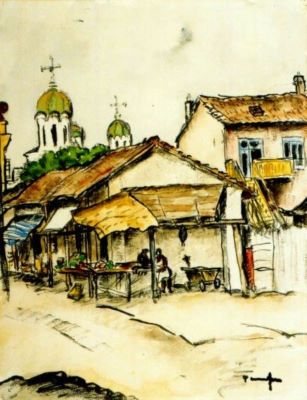 desen - Tonitza, Nicolae; Piața Mangalia (Târg)