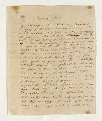manuscris - Ion Heliade Rădulescu; Scrisoare trimisă de Ion Heliade Rădulescu, din Viena, pe 20 octombrie 1846, soției sale, Maria, aflată la București