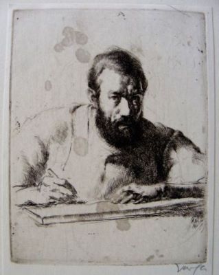gravură - Varga, Nándor Lajos; Autoportret