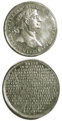 Medalie dedicată împăratului Traianus