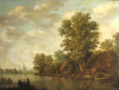pictură - Goyen, Jan van; Sat olandez cu râu