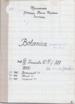 manuscris; Botanica poporană română vol. XI, fascicola 6 specii: Busuiocul, Alunul, Carpănul