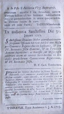 carte veche; In festo S. Pulcheriae Virginis Imperatricis