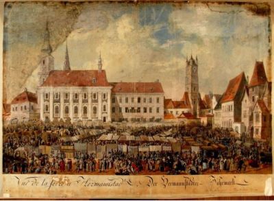 pictură - Neuhauser, Frantz cel Tânăr; Târg anual la Sibiu
