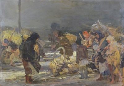 pictură de șevalet - Dumitrescu-Stoica, Ion; În refugiu