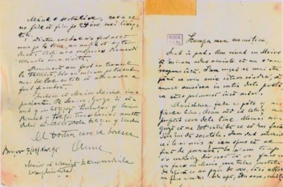scrisoare - Mureșianu, A. Aurel; Informații despre familie și de acasă. A fost vizitat de către Diamandi Manole