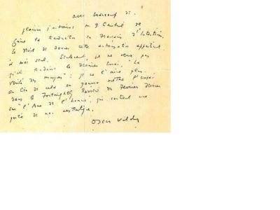scrisoare - Wilde, Oscar; Oscar Wilde autorizează traducerea în limba franceză a „Intențiilor”
