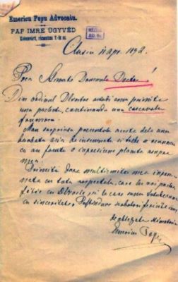 scrisoare - Popu, Emericu; Emericu Popu către Mureșianu Aurel