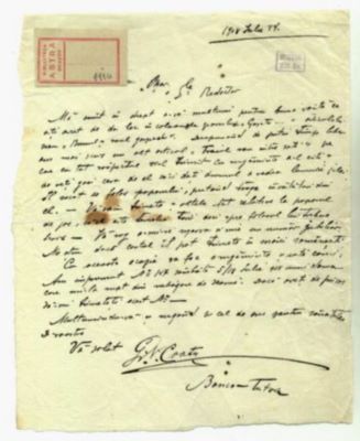 scrisoare - Coatu, N. Grigorie; Coatu N. Grigorie către Mureșianu Aurel