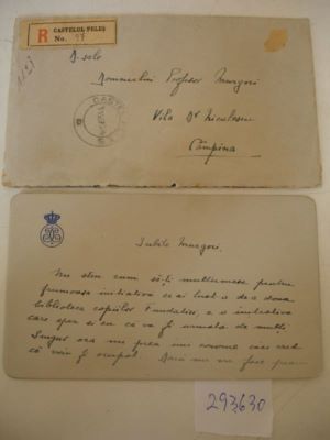 scrisoare -  ; Principele Carol al II-lea îi mulțumește lui Murgoci pentru donația făcută la biblioteca copiilor din cadrul Fundației Principele Carol