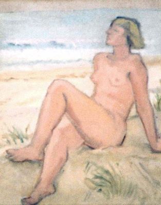 pictură - Pallady, Theodor; Nud pe plajă