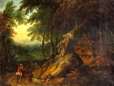 pictură - Schinnagel, Max Josef; Casă țărănească; pandant: Drum în pădure