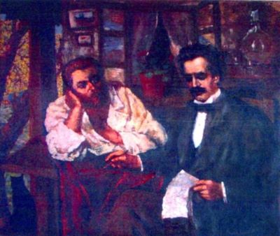 pictură - Băncilă, Octav; Eminescu și Creangă