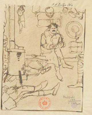 desen - Tonitza, Nicolae; Soldați în lagărul bulgăresc de la Kîrdjali