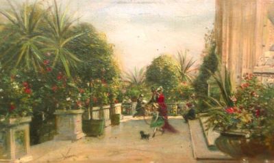 pictură - Aman, Theodor; Pe terasă