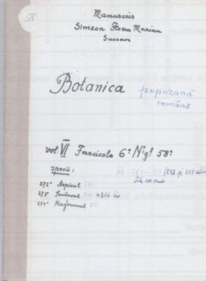 manuscris; Botanica poporană română vol. VI, fascicola 6 specii: Aspicul, Sovîrvul, Mageranul