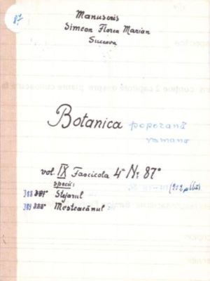 manuscris - Marian, Simion Florea; Botanică poporană: vol. IX, fascicola 4: specii: Stejarul, Mesteacănul