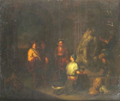 pictură - Balthasar van den Bos (în maniera lui); În atelierul de sculptură