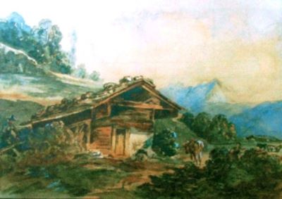 pictură - Russ, Franz; Peisaj de deal