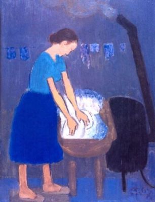pictură - Ciucurencu, Alexandru; Femeie spălând