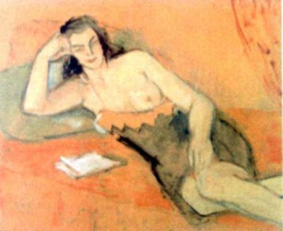 pictură - Pallady, Theodor; Nud pe sofa (Cămașa neagră)