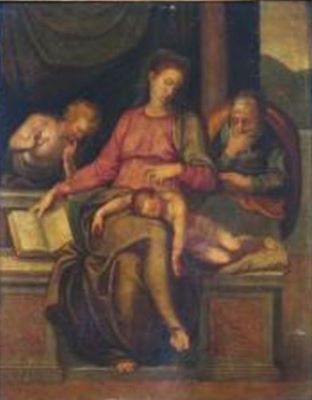 pictură - Venusti, Marcello (atribuit); Sfânta Familie cu sfîntul Ioan Botezătorul copil (Madonna del Silenzio)