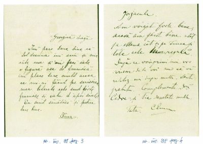 Maria, Costache și Tinca Enescu; Scrisoare adresată de Maria, Costache și Tinca Enescu lui George Enescu