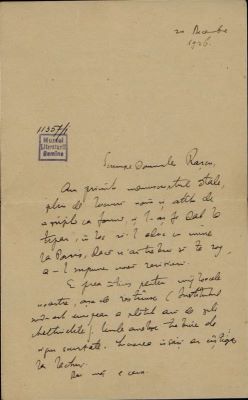 corespondență - Scrisoarea a fost redactată de Nicolae Iorga.; Scrisoare datată „24 decembrie 1926”, adresată de Nicolae Iorga lui I. M. Rașcu.