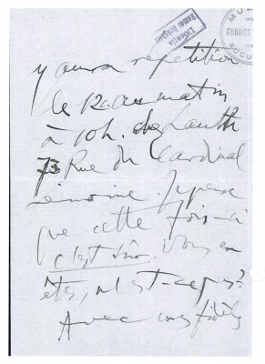 Enescu, George; Scrisoare trimisă de George Enescu lui Edmond Fleg