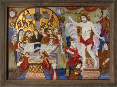 icoană - Prodan. Maria (?); Prohodul și Învierea lui Iisus