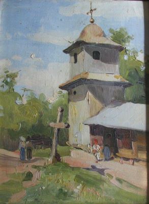 pictură de șevalet - Băeșu, Aurel; Clopotnița din Rădășeni