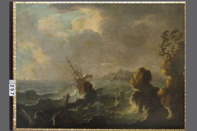 pictură de șevalet; Furtună pe mare lângă oraș ; pandant: Oraș la mare