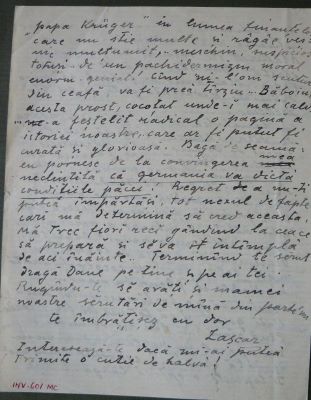 scrisoare - Lascăr Vorel; Lascăr Vorel îi scrie fratelui său Constantin Vorel