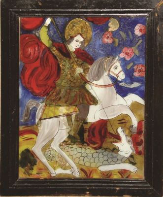 icoană - Prodan, Maria (?); Sf. Mucenic Gheorghe ucigând balaurul